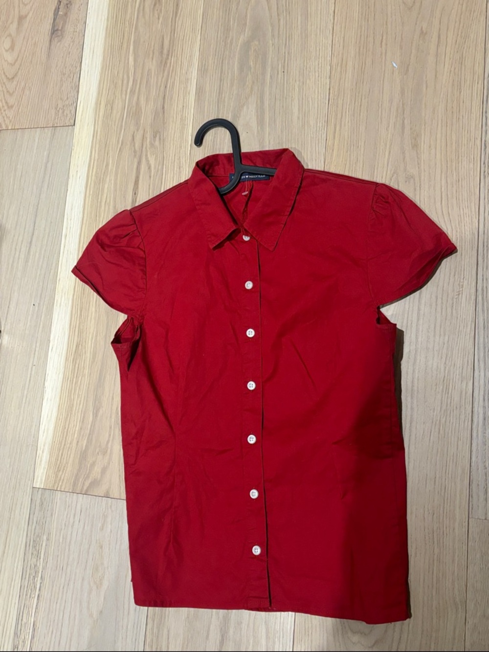 Brandy Melville Red Button-Down Short Sleeve Shirt